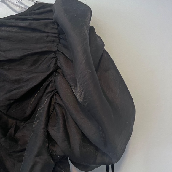 H&M Black Poof Sleeve Ruched Front, Back Sleeve Full Zip back Goth Romantic XL - Picture 4 of 12